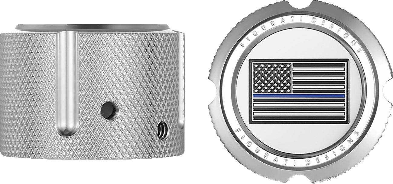 Figurati Designs Front Blue line Flag Axle Nut Chrome Covers for 2002-22 Harley
