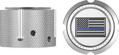 Figurati Designs Front Blue line Flag Axle Nut Chrome Covers for 2002-22 Harley
