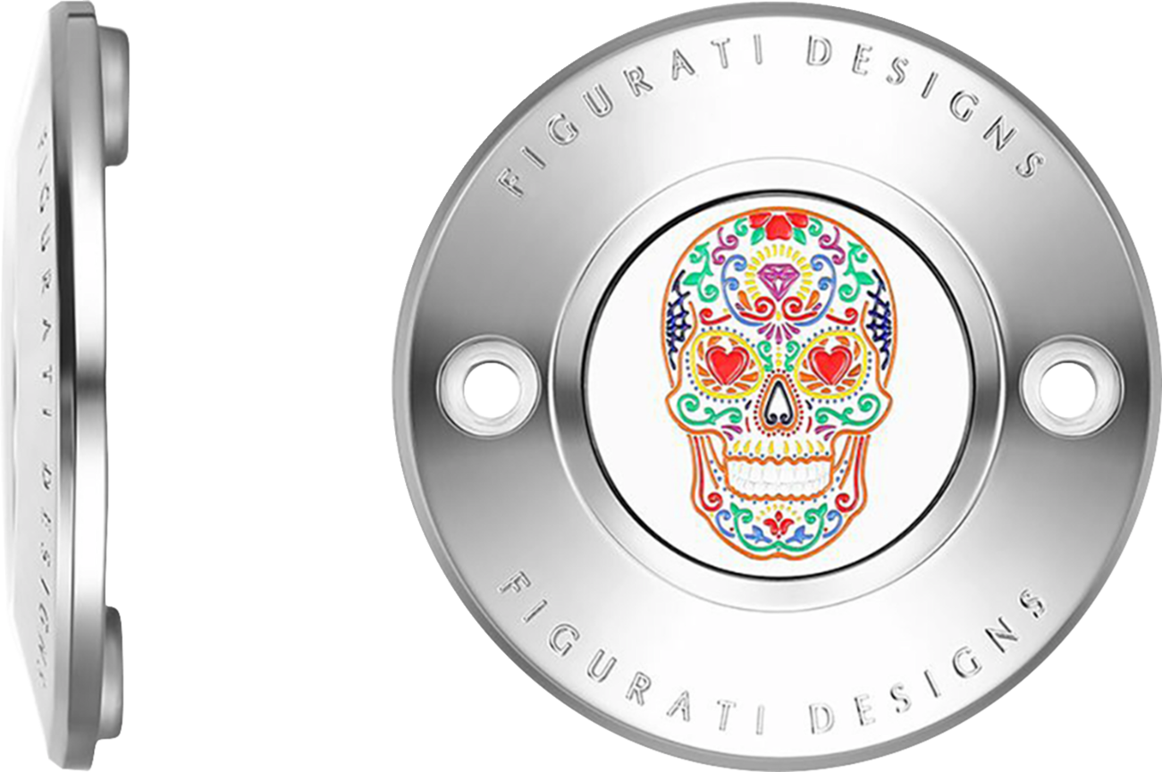 Figurati Designs Sugar Skull 2 Hole Timing Cover for 2017-2023 Harley Davidson