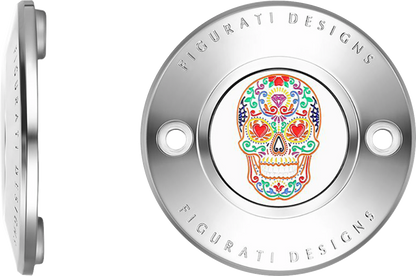 Figurati Designs Sugar Skull 2 Hole Timing Cover for 2017-2023 Harley Davidson