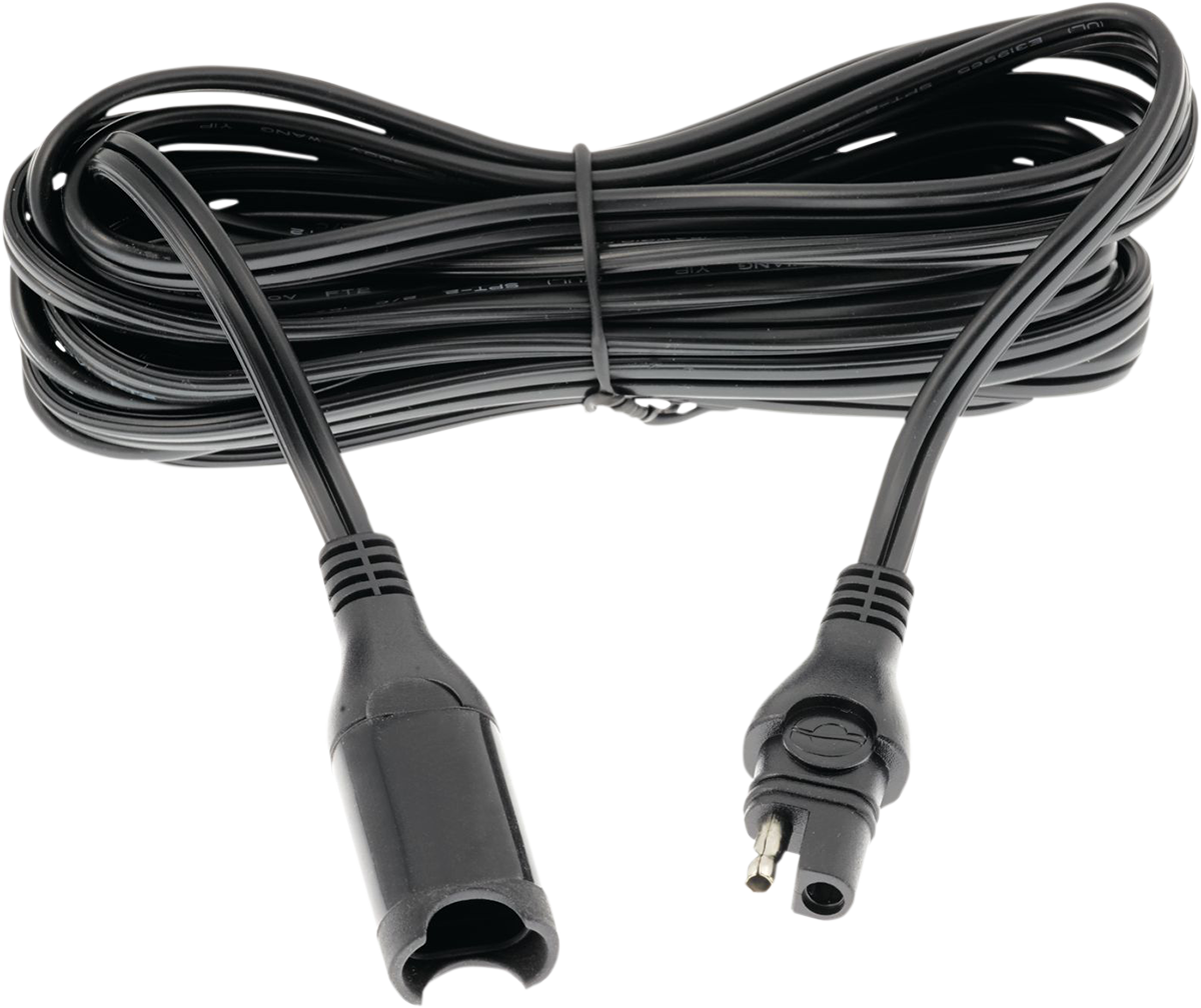 Tecmate Black 15' SAE Plug Universal Battery Pigtail Charger Extension Cable