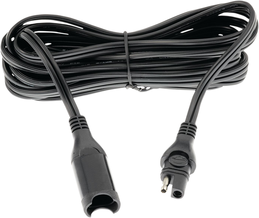 Tecmate Black 15' SAE Plug Universal Battery Pigtail Charger Extension Cable