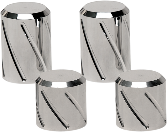 Pro Pad Billet Chrome Spiral Rear Docking Station Caps for Harley Touring FLHX