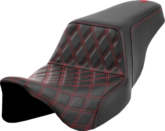 Saddlemen Step-Up Red Lattice Stitch Gelcore Seat for 2008-2024 Harley Touring