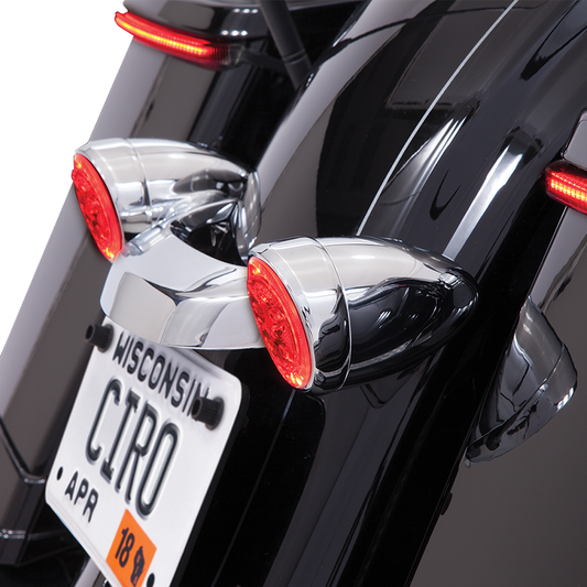 Ciro Chrome Fang Pair Red LED Rear Motorcycle Turn Signal Light Inserts Harley