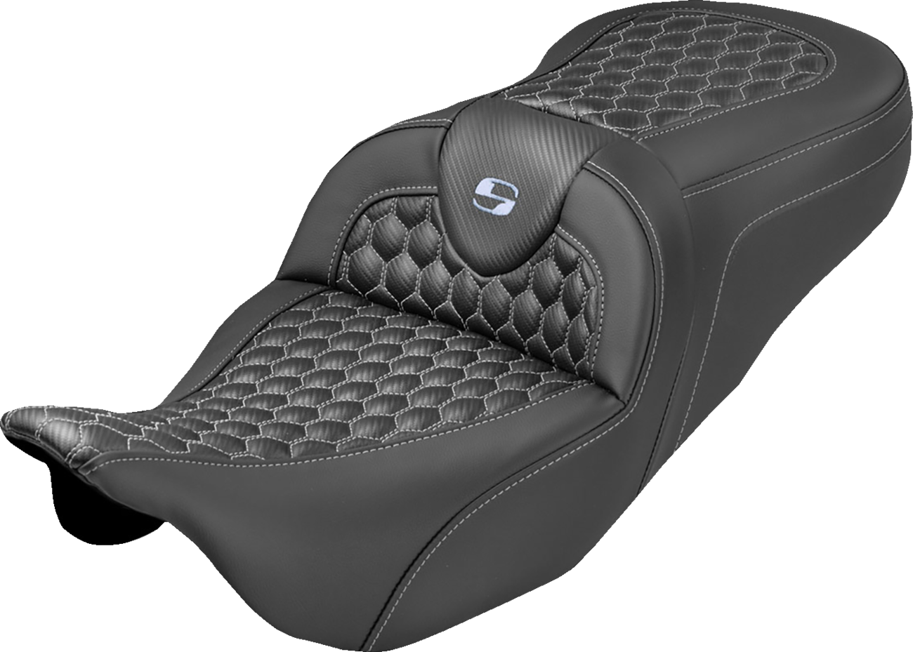 Saddlemen Roadsofa Silver Honeycomb Extended Seat fits 2008-2025 Harley Touring