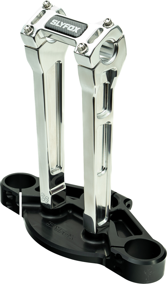 Slyfox Raw 10" Straight Riser & Top Clamp Kit for Harley Davidson 1" Handlebars