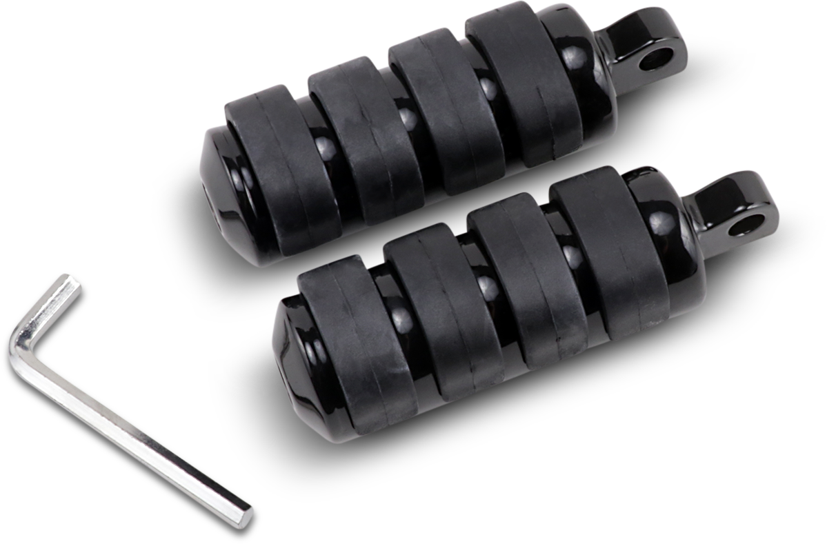 Drag Specialties Pair Black Soft Ride Motorcycle Footpegs for Harley Davidson