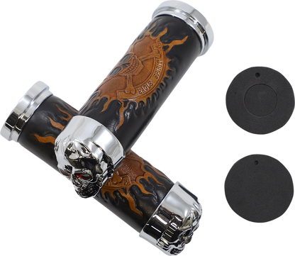 Drag Specialties Skull Hand Grips fits 1980-2022 Harley Touring Dyna Softail XL
