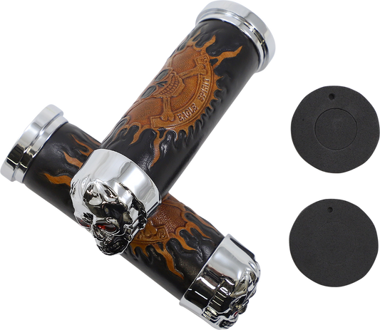 Drag Specialties Skull Hand Grips fits 1980-2022 Harley Touring Dyna Softail XL