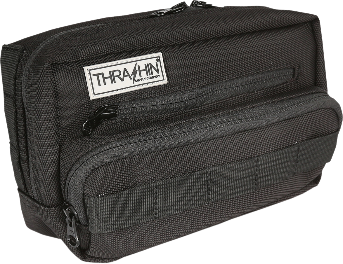 Thrashin Black Molle Webbing Motorcycle Front Handlebar Rear Sissybar Bag Plus