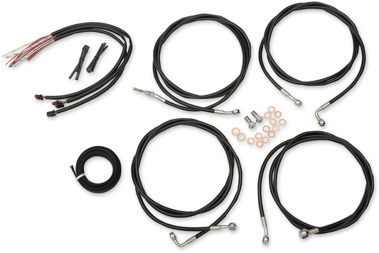 LA Choppers ABS Black 18-20" Ape Hanger Handlebar Cable Kit 2017-20 Harley FL