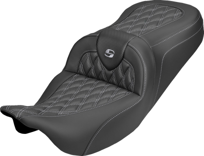 Saddlemen Roadsofa Silver Lattice Carbon Gel Seat fits 2008-2025 Harley Touring