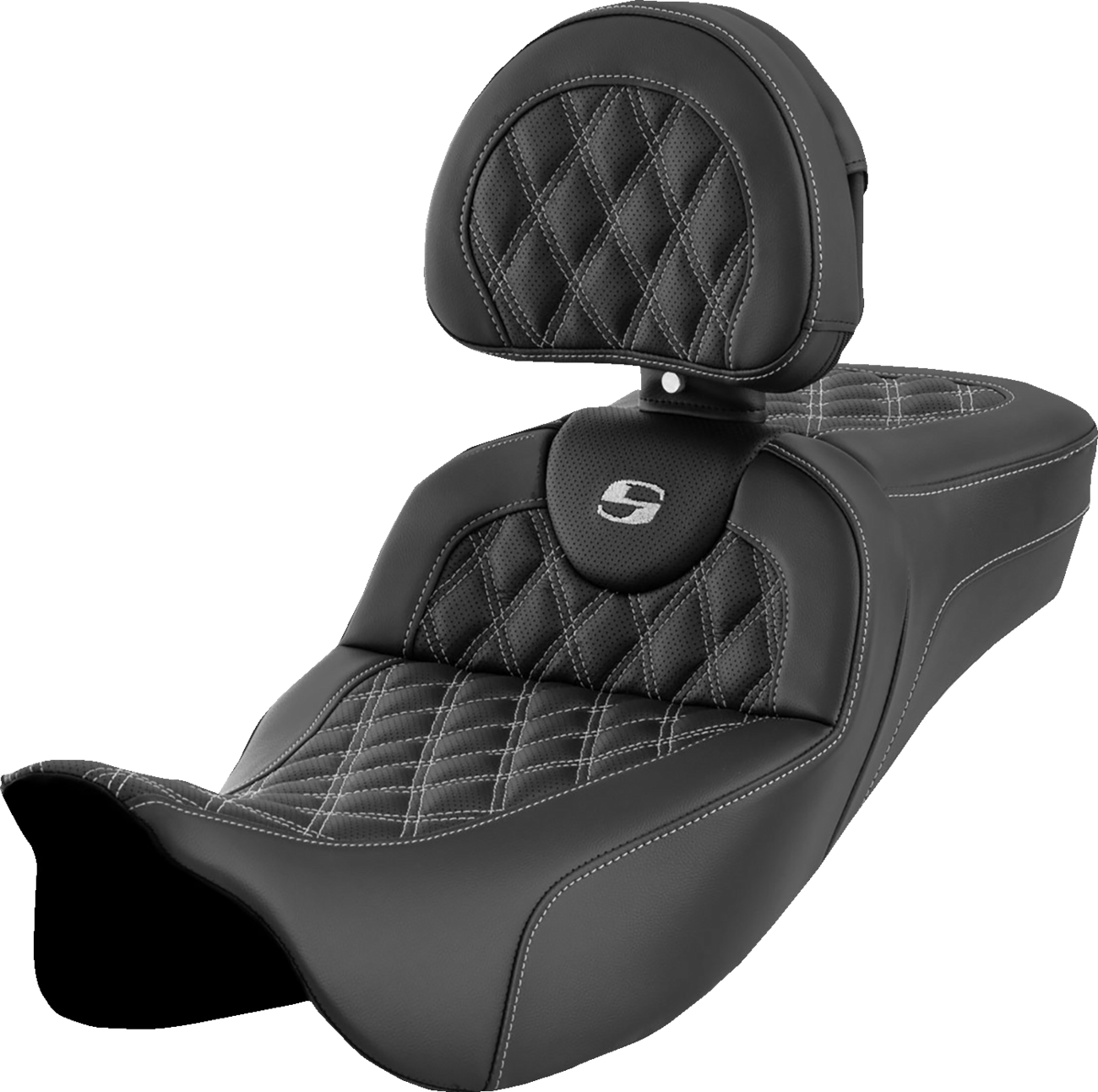 Saddlemen Roadsofa Silver Lattice Extended Seat & Backrest 08-24 Harley Touring