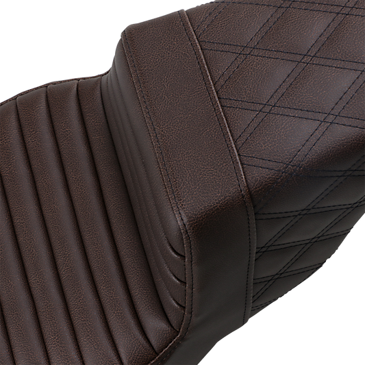 Saddlemen Brown Step-Up Tuck-n-Roll Lattice Seat for 2008-2024 Harley Touring