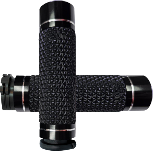Avon K25 Cable Black Handlebar Grips Soft Diamond Knurled fits 1980-2022 Harley