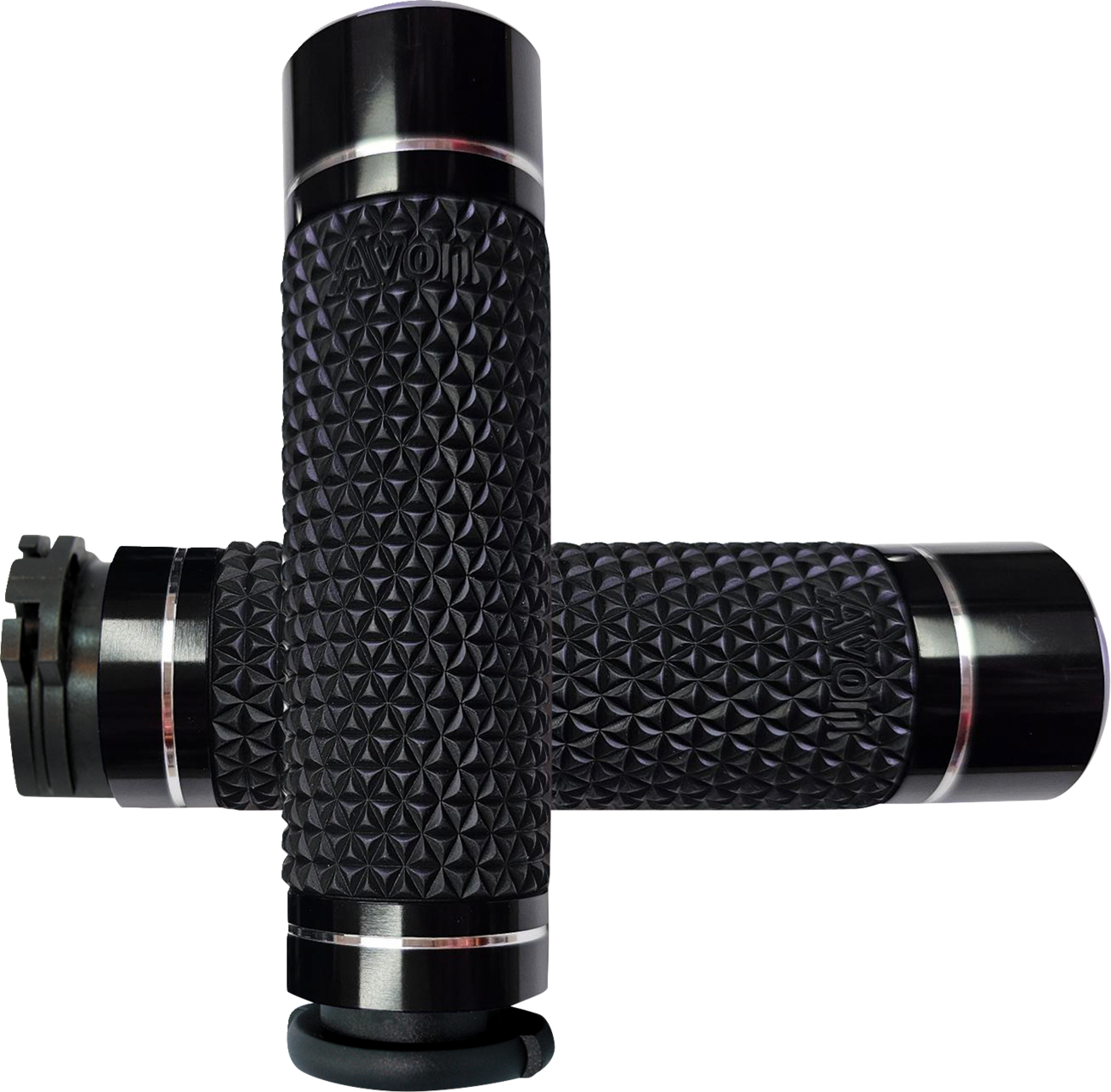 Avon K25 TBW Chrome Handlebar Grips Soft Diamond Knurled fits 2008-2024 Harley