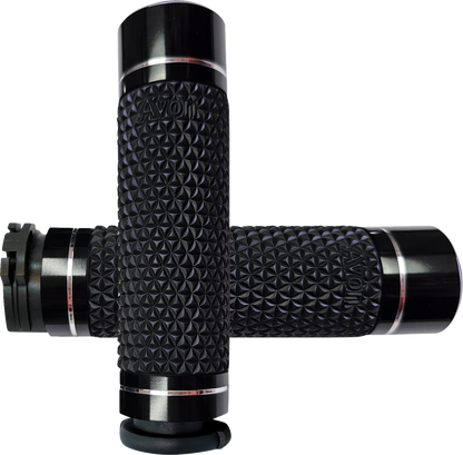 Avon K25 TBW Chrome Handlebar Grips Soft Diamond Knurled fits 2008-2024 Harley