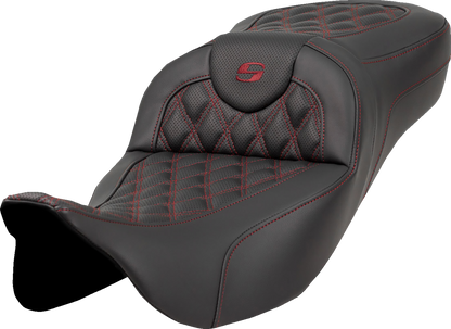 Saddlemen Roadsofa Burgundy Lattice Extended Gel Seat for 2008-24 Harley Touring