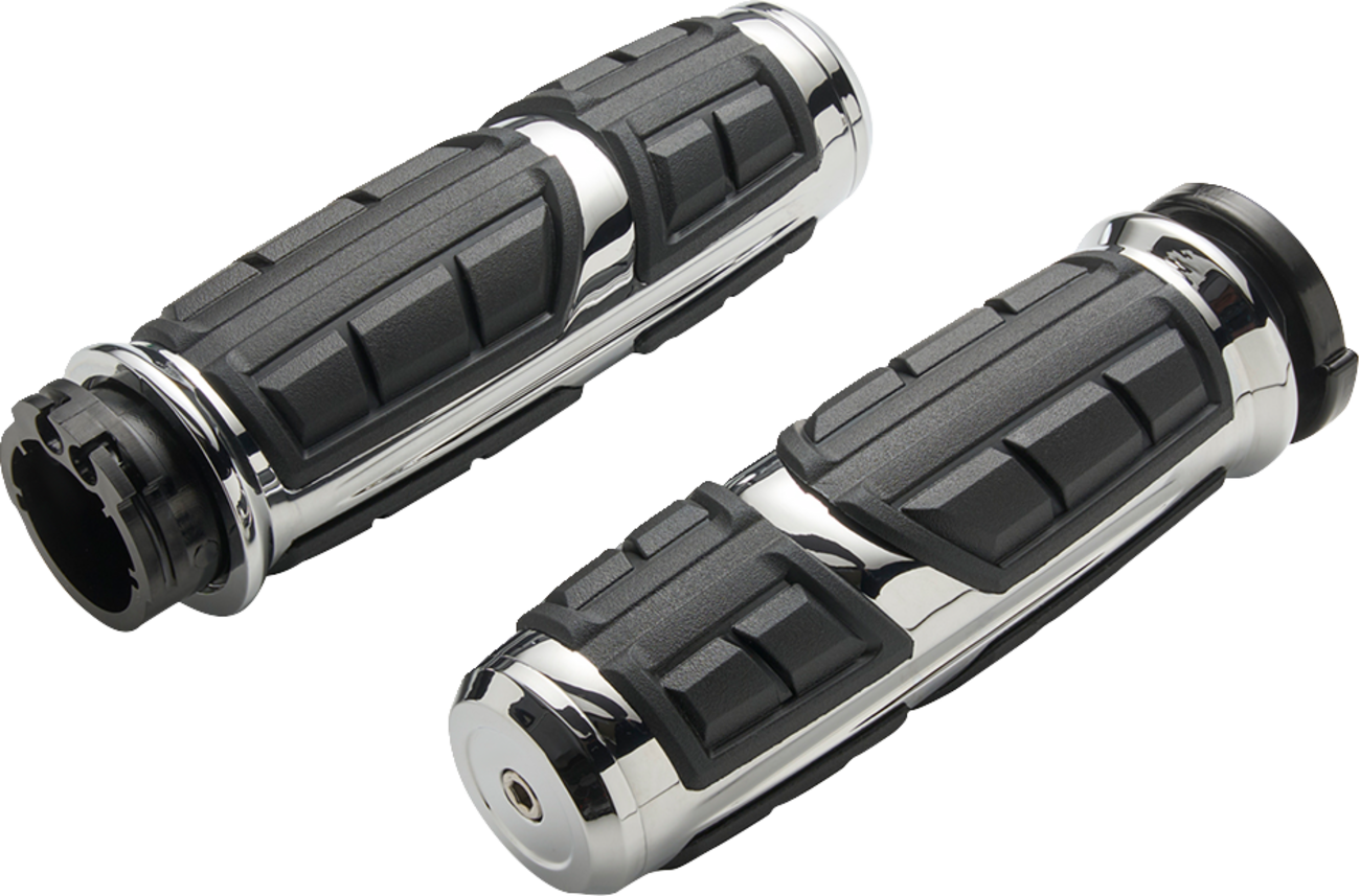 Ciro Chicane 1" Chrome Handlebar Grips for 2023-2026 Harley Touring Softail