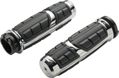 Ciro Chicane 1" Chrome Handlebar Grips for 2023-2026 Harley Touring Softail