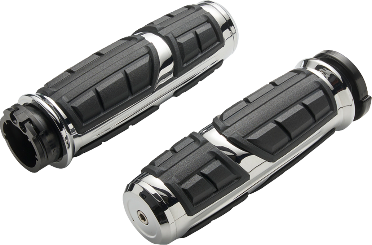 Ciro Chicane 1" Chrome Handlebar Grips for 2023-2026 Harley Touring Softail
