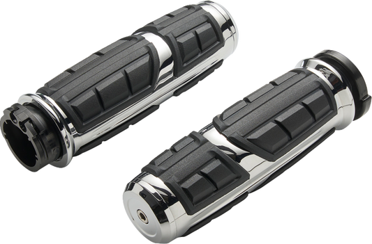 Ciro Chicane 1" Chrome Handlebar Grips for 2023-2026 Harley Touring Softail