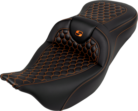 Saddlemen Roadsofa Orange Honeycomb Gelcore Seat fits 2008-2025 Harley Touring