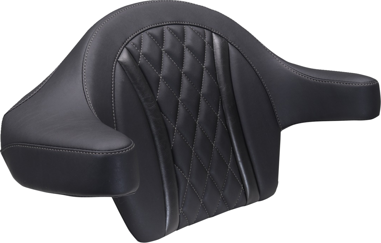 Mustang King Tour Pak Backrest Gunmetal Diamond Pad for 2023-2025 Harley Touring