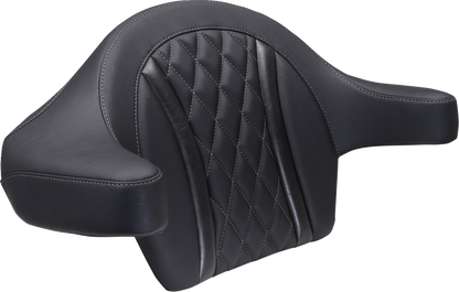 Mustang King Tour Pak Backrest Gunmetal Diamond Pad for 2023-2025 Harley Touring