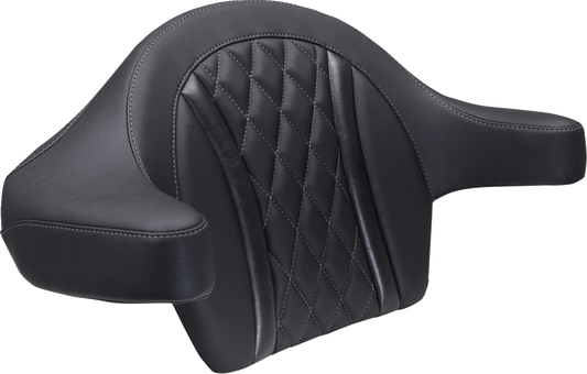 Mustang King Tour Pak Backrest Gunmetal Diamond Pad for 2023-2025 Harley Touring