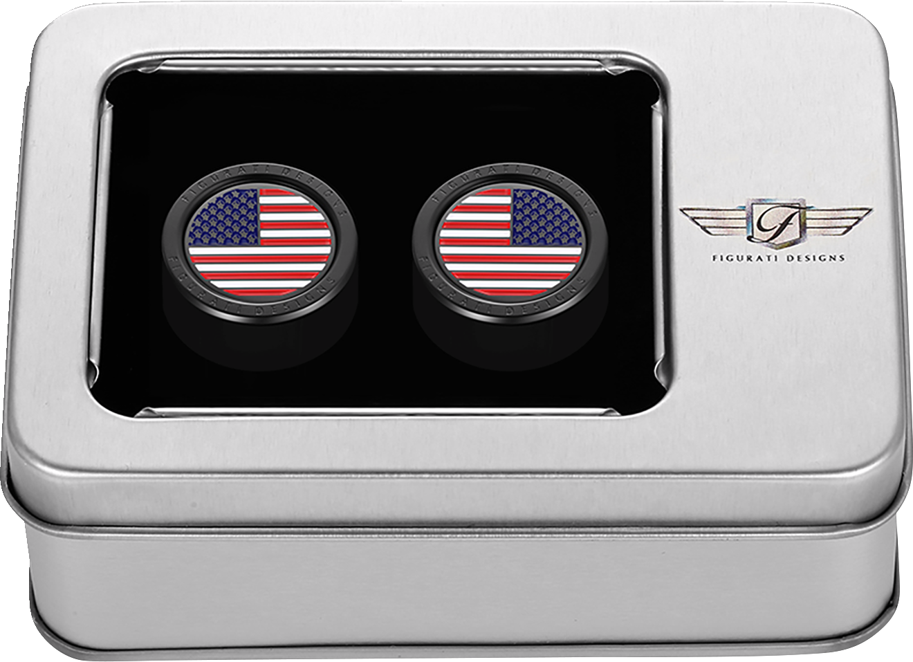 Figurati American Flag Black Short Magnetic Docking Hardware Covers for Harley