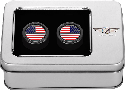 Figurati American Flag Black Short Magnetic Docking Hardware Covers for Harley