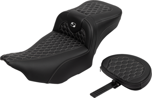 Saddlemen Roadsofa Silver Honeycomb Extended Seat Backrest 23-25 Harley Touring