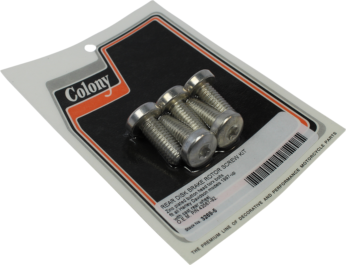 Colony Rear Disc Brake Rotor Torx Bolt Kit 1997-20 Harley Models with Cast Wheel