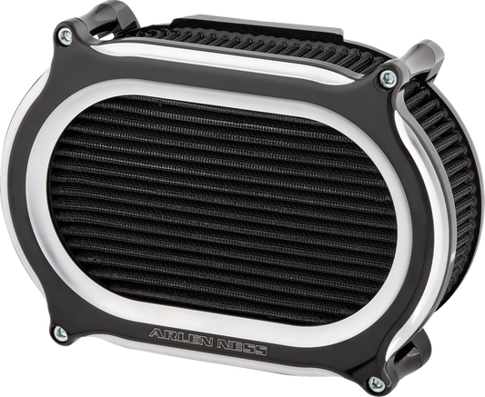 Arlen Ness Stage II Silver Black Oval Air Filter Cleaner Kit 2017-2024 Harley M8