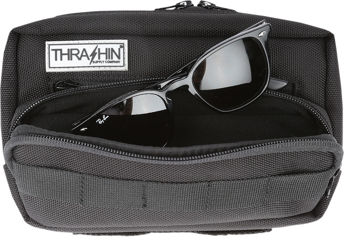 Thrashin Black Molle Webbing Motorcycle Front Handlebar Rear Sissybar Bag Plus