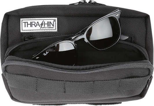 Thrashin Black Molle Webbing Motorcycle Front Handlebar Rear Sissybar Bag Plus