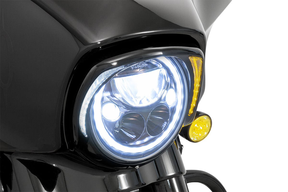 Ciro Fang Black Motorcycle LED Headlight Bezel 2014-2024 Harley Touring Models