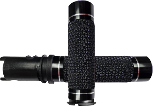 Avon K25 TBW Black Knurled Handlebar Grips for 2023-2025 Harley Touring Softail