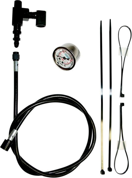 Feuling Black Motorcycle Remote Oil Pressure Gauge Kit for Harley Twin Cam EVO