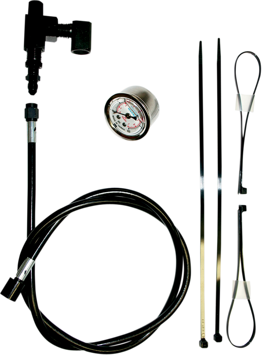 Feuling Black Motorcycle Remote Oil Pressure Gauge Kit for Harley Twin Cam EVO