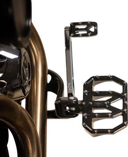 Thrashin Black Mini Aggressor Rear Floorboards for 1972-2025 Harley FXD FXR