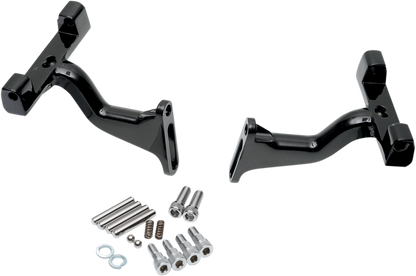 Drag Specialties Black Raised Passenger Floorboard Mounts 1993-26 Harley Touring