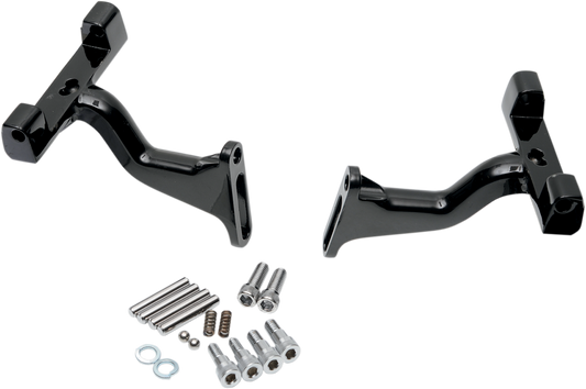 Drag Specialties Black Raised Passenger Floorboard Mounts 1993-23 Harley Touring