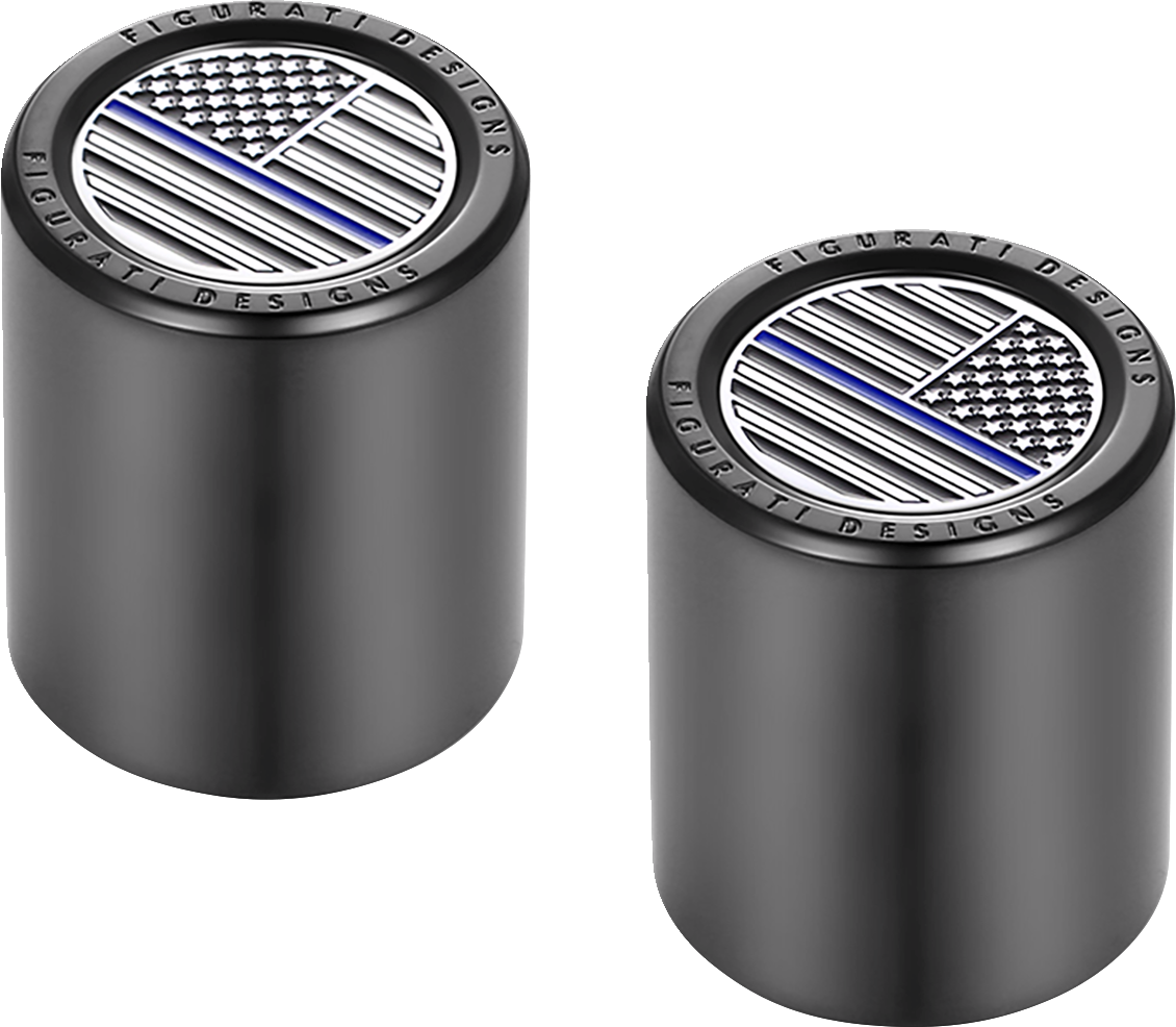 Figurati Blue Line USA Flag Short Magnetic Docking Hardware Covers for Harley