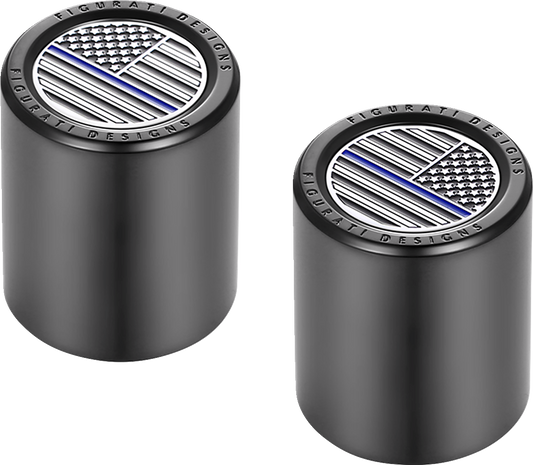 Figurati Blue Line USA Flag Short Magnetic Docking Hardware Covers for Harley