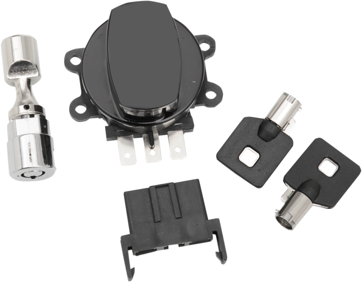 Drag Specialties Black Ignition Switch & Fork Lock Kit for 96-10 Harley Softail