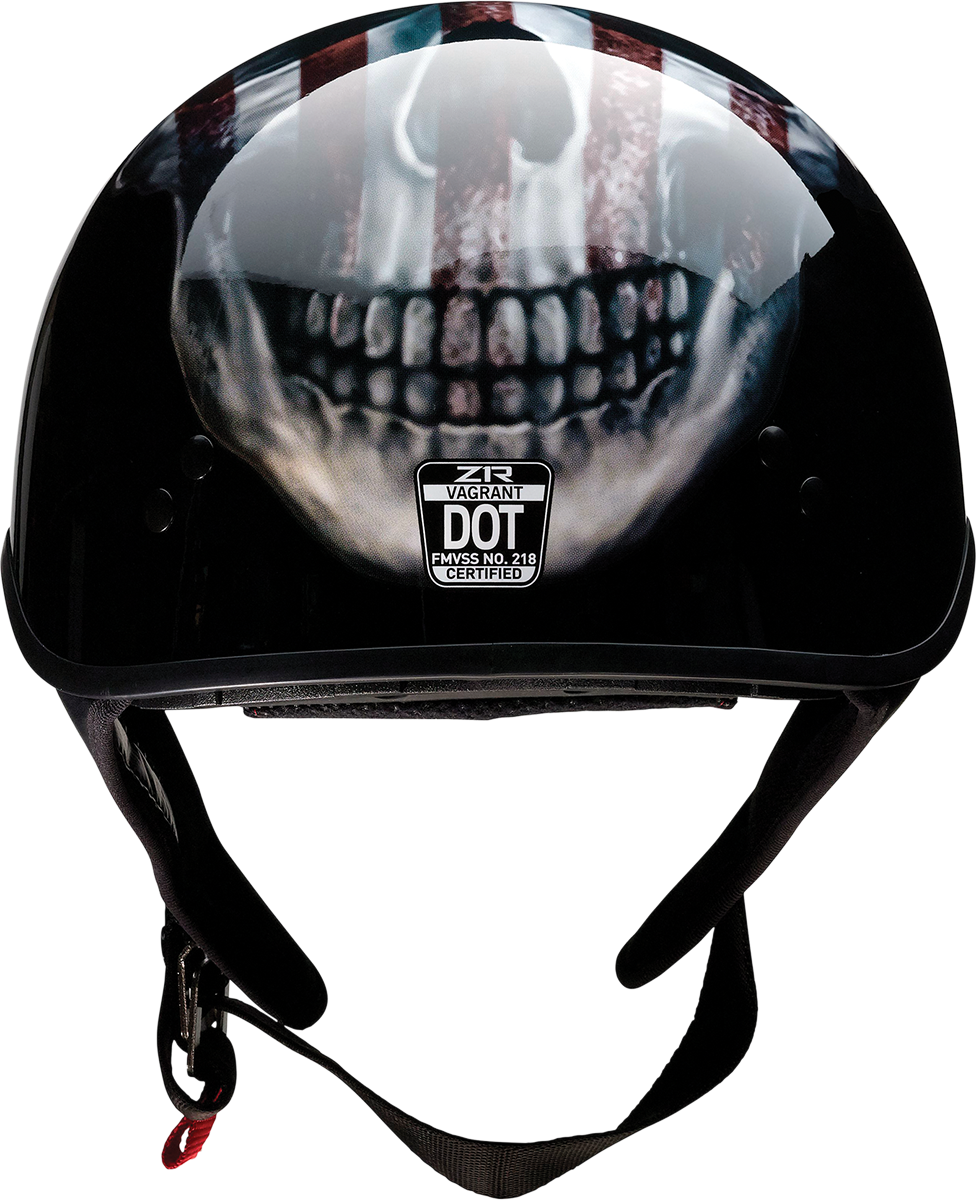 Z1R Vagrant USA Skull Unisex Adult Motorcycle Riding Street Half Helmet