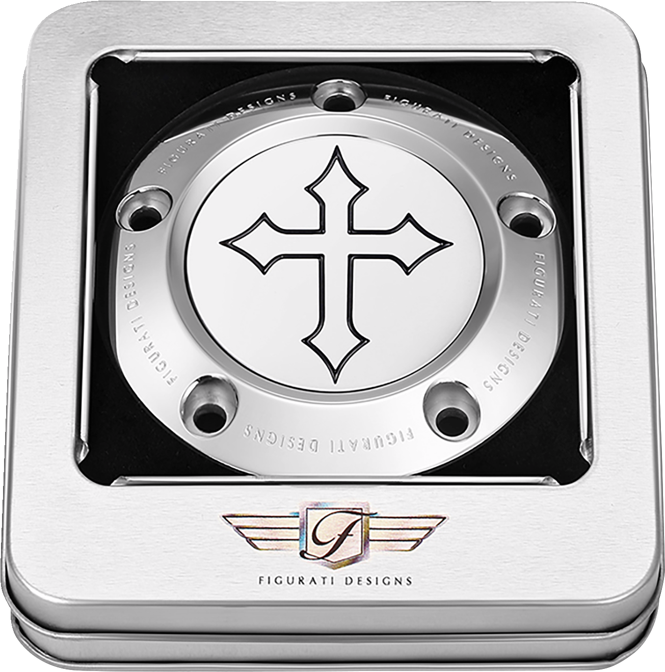 Figurati Designs Cross Stainless Steel Timing Cover for 1999-2017 Harley